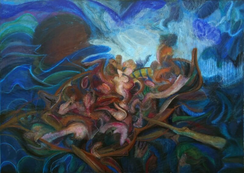 Shipwrecked II, 170x120 cm. oil. pastel, acrylic, pigment on canvas, 2026